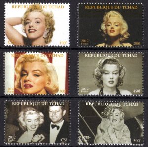 Chad 2012 MARILYN MONROE & JOHN F.KENNEDY Set (6) Perforated MNH