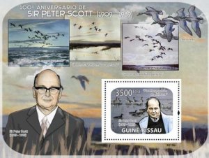 Guinea Bissau 2009 PETER SCOTT BIRDS DUCKS s/s Perforated Mint (NH)