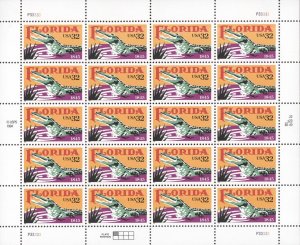 1995 US Scott #2950 32c Florida Statehood, Gators Sheet of 20 MNH