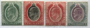 Malta KEVII 1904 1/2d to 2d mint o.g. hinged