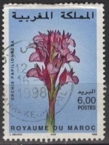 Morocco 838 (used, rough edge top) 6d pink butterfly orchid (1998)