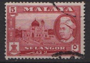  Malaya Selangor 1961 Scott 117 used - 5c, Mosque & Sultan