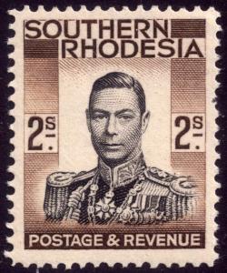 Southern Rhodesia 1937 2s Black and Brown SG 50 MLH