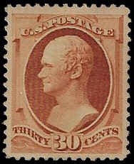 U.S. #217 Unused OG LH; 30c Hamilton (1888)