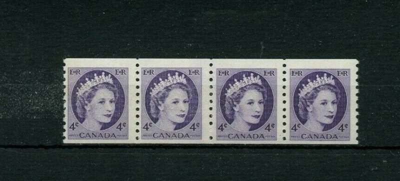 4c Wilding QE II JUMP strip of 4 coils  Canada mint