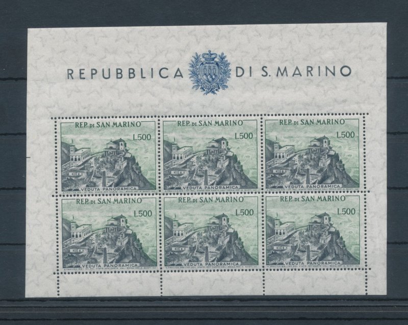 1958 SAN MARINO, Souvenir sheet Panoramic View, BF 18 - Some Paper Wrinkles -