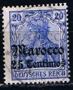 Marocco, German Post Office Sc.#n.l. used, Mi.#37 color a + c cv. €50