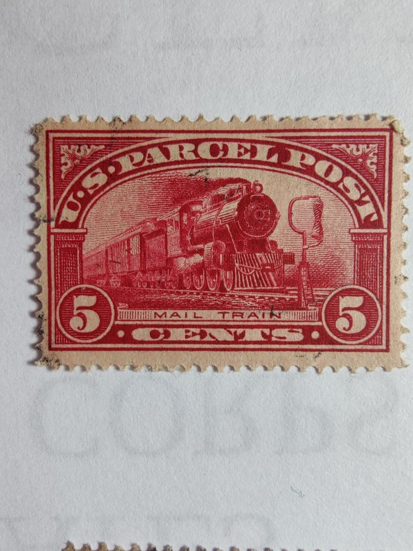 SCOTT #Q5 USED FIVE CENT MAIL TRAIN PARCEL POST AMAZING !!