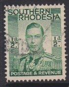 Southern Rhodesia sc#42 1937 1/2p KG6 defin used