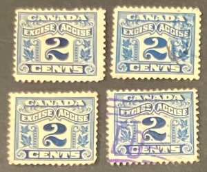 Canada Excise stamp FX36 MLH and used x3