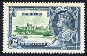 Mauritius SG246f 12c Silver Jubilee diagonal line by turret M/M Cat 150 pounds