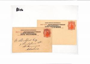 BF116 1893 *OLD CALABAR RIVER* Nigeria Stationery Cards Pair {samwells-covers}