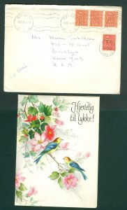 Norway.1966 Cover.Rjukan.1 x 50 + 3 x 60 Ore Sailor Knot.+ Gratulation Card. USA