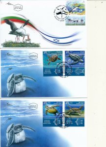 ISRAEL 2016 FAUNA ALL STAMPS & FDC's ISSUED DOGS TURTLES BIRDS FOX LION 3 SCANS 