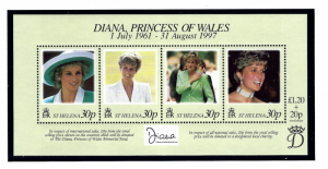 St Helena 711 MNH 1998 Princess Diana S/S