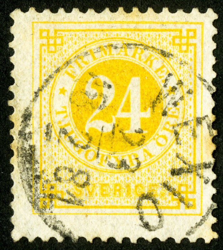 Sweden Stamps # 24 Used XF Town cancel