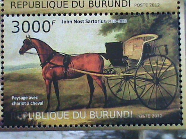 ​BURUNDI STAMP 2012 SC#1242 PAINTING OF HORSE & WAGONS MNH S/S SHEET