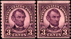 United States #600, Complete Set, Joint Line Pair, 1924, Hinged
