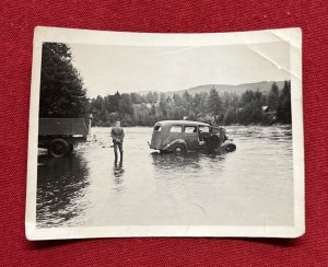 WW2 WWII Original German Military wartime Photo Soldier Towing Car Out Of River