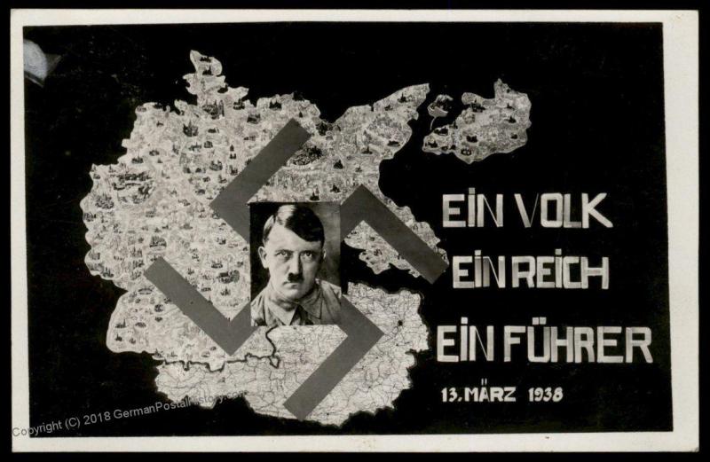 3rd Reich 1938 Austria Germany Hitler Anschluss  RPPC 90768