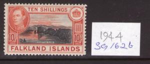 FALKLAND ISLANDS GEORGE VI 10/- SG162b 1944, single, multi-colour L/hinged