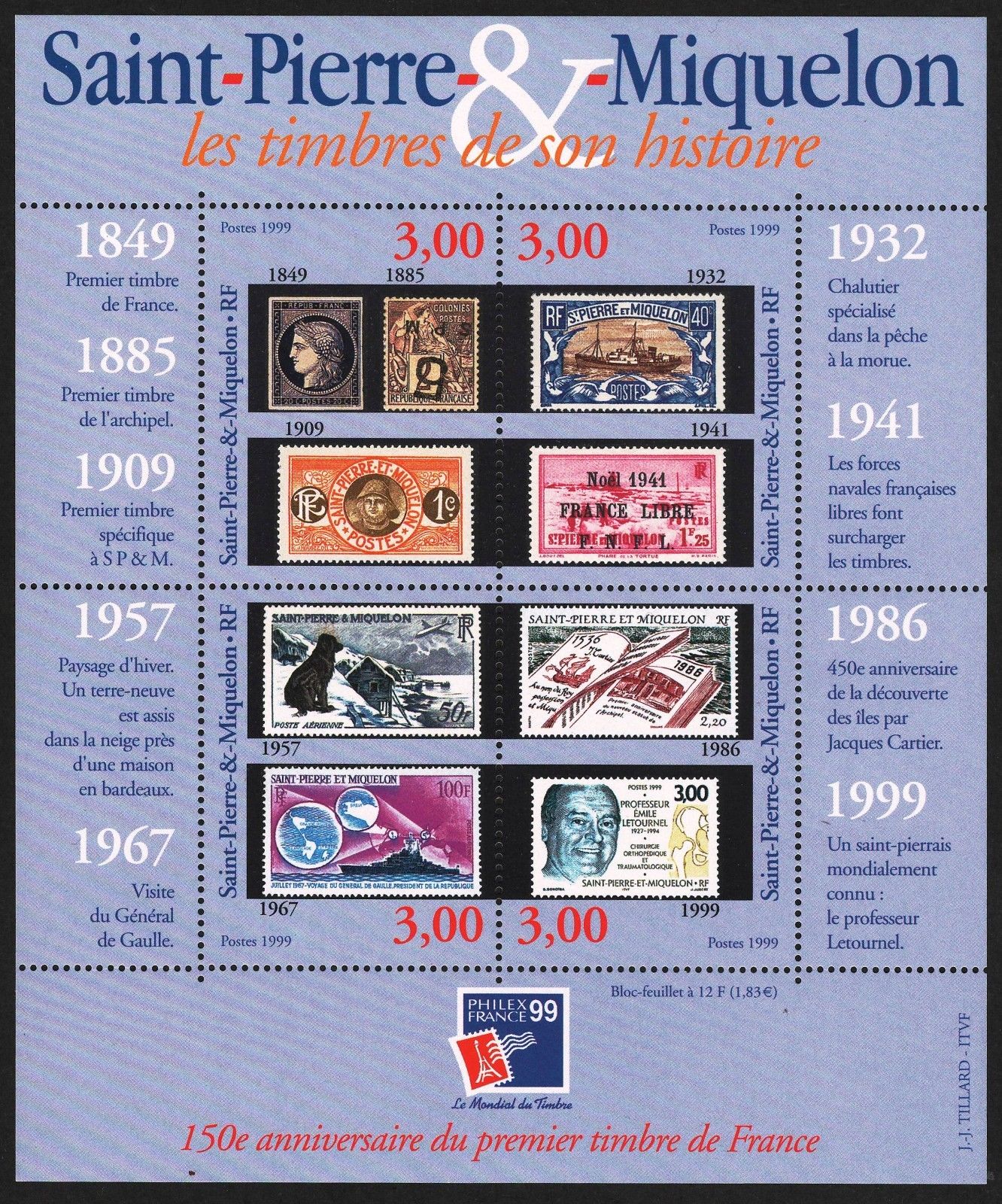 St Pierre Miquelon 1999 Vf Mnh Souvenir Sheet Scott 3293a J Cv 18 50 Hipstamp