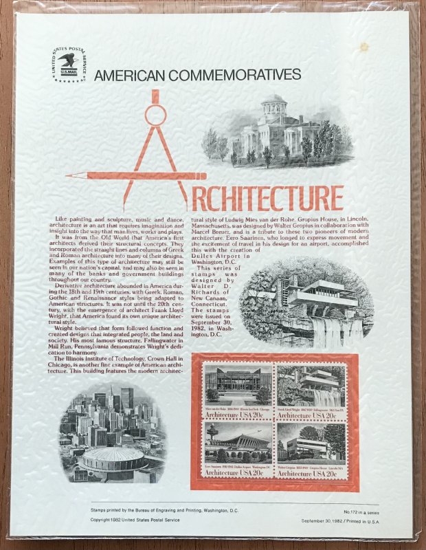 US CP173 Commemorative Panel Block of 4 #2022a Architecture SCV $10.00 L34