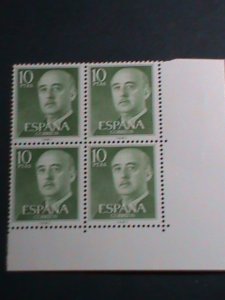 ​SPAIN-1955 SC# 835  WORLD STAMP DAY GENERAL-FRANCO -MNH BLOCK OF 4 VERY FINE