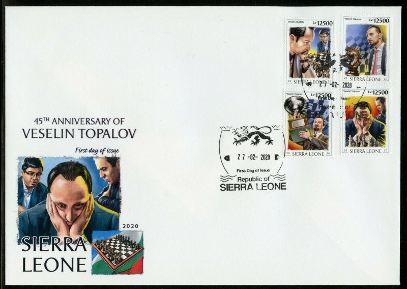 SIERRA LEONE 2020 45th ANNIVERSARY OF VESELIN TOPALOV CHESS SET  FDC