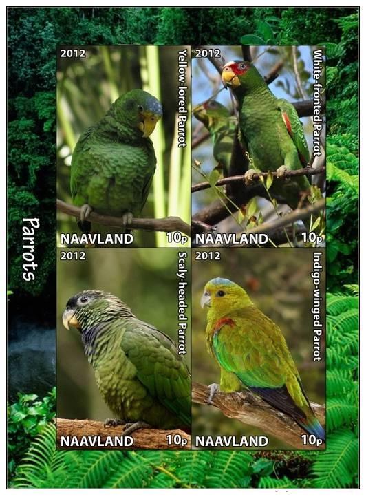 NAAVLAND SHEET IMPERF CINDERELLA BIRDS PARROTS