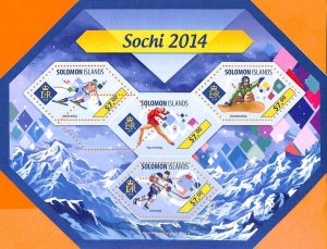 A7032 - SOLOMON ISLANDS, Error, 2014, MISPERF MINIATURE SHEET: Sochi Winter game