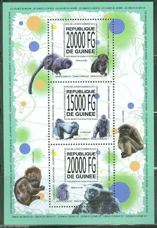 GUINEA 2013 MONKEYS OF THE WORLD  SHEET MINT NH