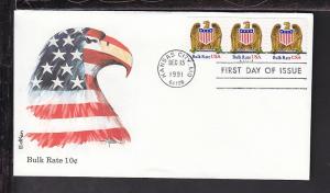 US 2602 Eagle and Shield 1991 Plate # A1111 Edken U/A FDC 