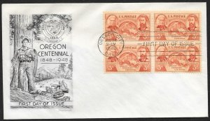 UNITED STATES FDC 3¢ Oregon Statehood BLOCK 1948 Smartcraft