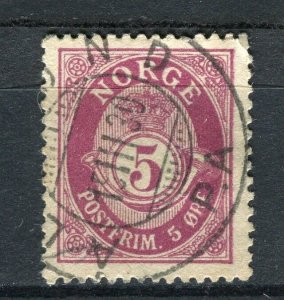 NORWAY; 1890s early classic 'ore' type used Shade of 5ore. + fair Postmark