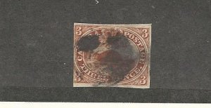 Canada, Postage Stamp, #4 Sound Used Wove Paper, 1852