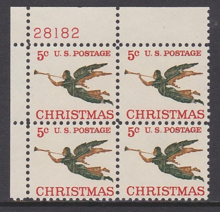 US 1276 Christmas Plate Block MNH 