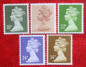 Great Britain GB 1984 QE II Machin MNH #Scott MH83,MH102,MH118,MH124,MH149