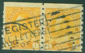 CANADA Scott 126 KGV 1923 used coil stamp pair CV$13.00