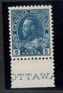 Canada #111 Very Fine Mint Lightly Hinged Imprint Single