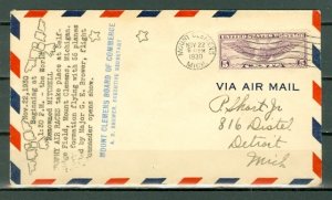 US 1930 MOUNT CLEMENS AIR RACES COVER TO MICHIGAN