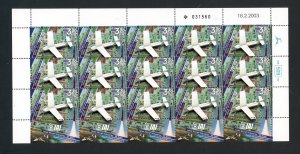 ISRAEL SCOTT# 1516 ISRAELI AIRCRAFT 50TH ANNIVERSARY FULL SHEET MNH AS SHOWN