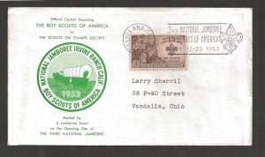 1953 Boy Scouts 3rd National Jamboree Santa Ana slogan cancel SOSSI #53-11c