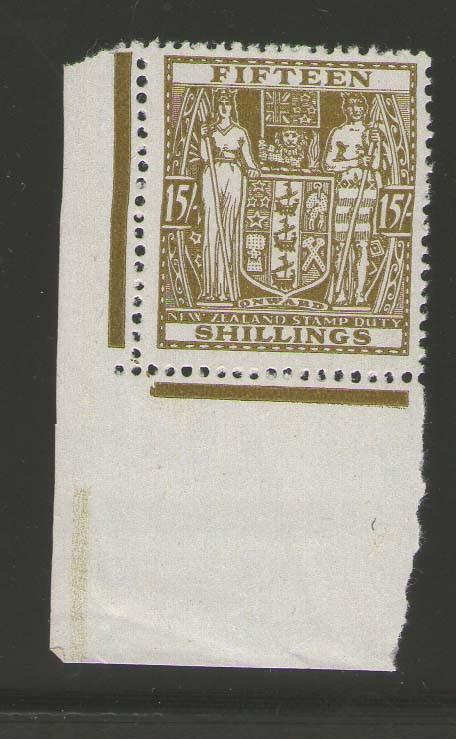 New Zealand 1940 ARMS 15sh SG F202 with margin MNH - scarce