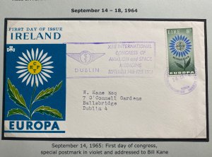 1964 Dublin Ireland Airmail First Day Cover Local  Aviation & Space Congress