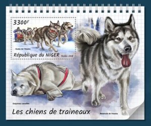 Niger - 2018 Sledge Dogs on Stamps - Stamp Souvenir Sheet - NIG18301b