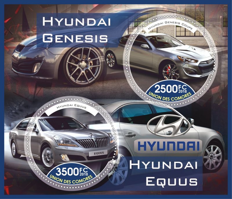 Stamps. Cars. Hyundai 2018 1+1 sheets perforated