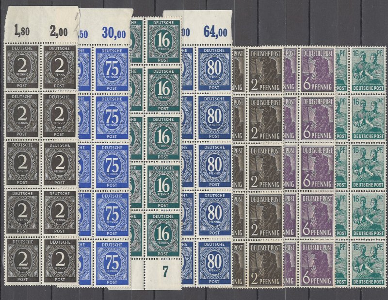 COLLECTION LOT OF # 1671 GERMANY 7 BLOCKS OF 10 MNH STAMPS 1946+