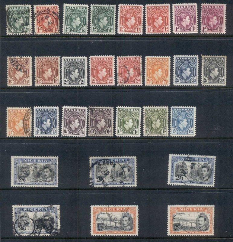 Nigeria 1938-51 KGVI Portrait & Pictorials Asst inc. perf vars to 5/- MLH/FU