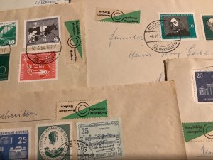 German Democratic Republic Stamp collector label 13 postal cover items Ref A560